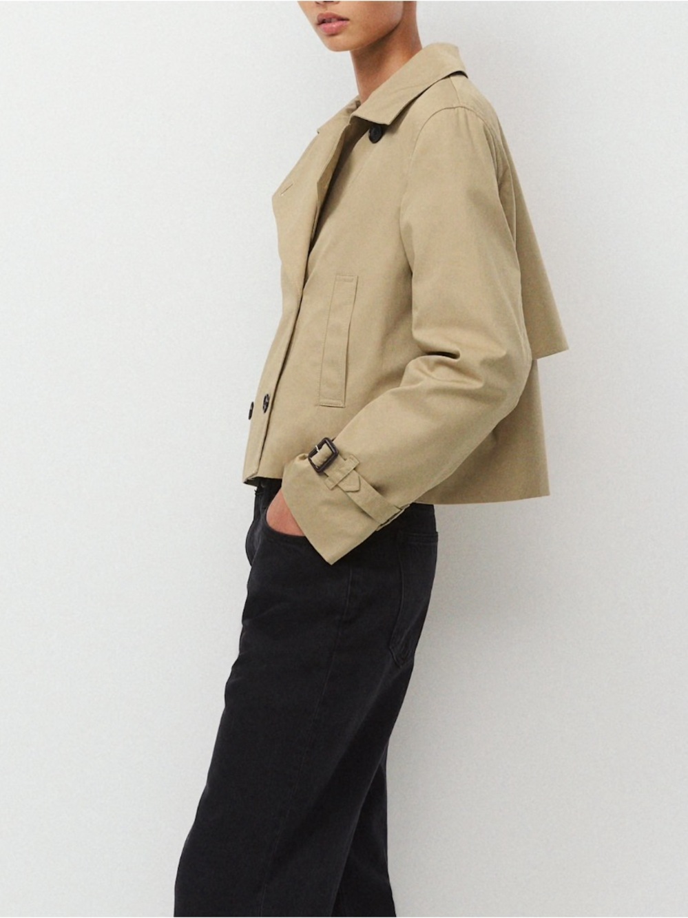 Aritzia NWT The Esquire Short Trench Coat Wicker Tan Size Small - Picture 3 of 16